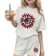 thumbnail image 2 of ITSAME Girls 4th of July Outfits 2-Piece, Fashion Print Crewneck T-Shirts and Shorts Casual Clothes Set White Size 10, 2 of 6