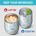 thumbnail image 4 of 12oz Stemless Wine Tumblers Lightblue Daisy Flower Small Flowers Pattern Vacuum Insulated Stainless Steel Travel Tumbler Cups Mug with Lid and Straw for Champaign,Cocktail,Beer with Cleaning Brush, 4 of 5