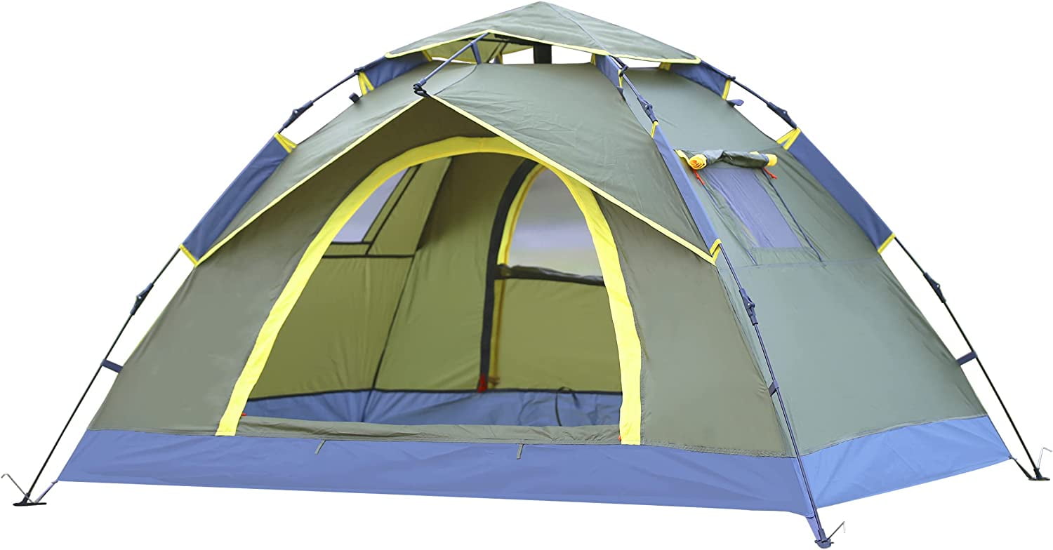 Geven Beg Deskundige Pop Up Camping Tent 2 Person， Family Tents Instant Portable Tents  Lightweight, Small Compact Outdoor Tent with 2 Windows & 2 D-Shaped Doors  for Camping Hiking Mountaineering - Walmart.com