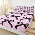thumbnail image 3 of Manfei Kid Cartoon Bow-tie Twin Sheet Sets, Fairy Tale Twin Fitted Sheet, Vintage Ribbon Bowknot Flat Sheet, Microfiber Bedroom Decor, 3 Pieces, 3 of 7