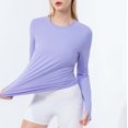 thumbnail image 4 of Htigea Women UPF 50+ UV Shirts Long Sleeve with Thumb Holes Workout Sun Shirt Quick Dry Athletic Yoga Running Tops Purple 2XL, 4 of 7