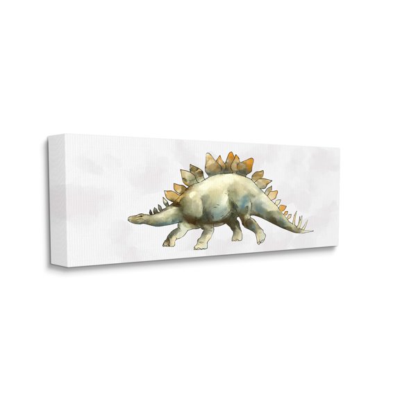 Stupell Industries Walking Stegosaurus Green Dinosaur Playful Reptile Canvas Wall Art, 13 x 30, Design by Ziwei Li