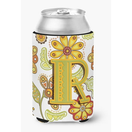 

Letter R Floral Mustard and Green Can or Bottle Hugger