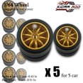 thumbnail image 1 of 1/64 Front Small Rear Big Wheels with Detachable Slick Rubber Tires for Model Cars Refiting Parts for Hotwheels (5 Sets) RLCBS003, 1 of 6