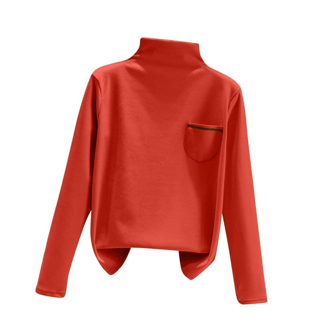 MeetoTime Hauts à Col Montant pour Femmes Automne Confortables Couleur Unie Manches Longues