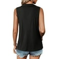 thumbnail image 3 of Women's Sleeveless Tank Top Collared Zip Front V Neck Casual Blouse Stretchy Solid Color Summer Work Tunic, 3 of 4