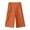 Orange, variant on Cotton Linen Capri Pants for Women Elastic High Waist Lightweight Wide Straight Leg Cropped Pants Capris with Pockets
