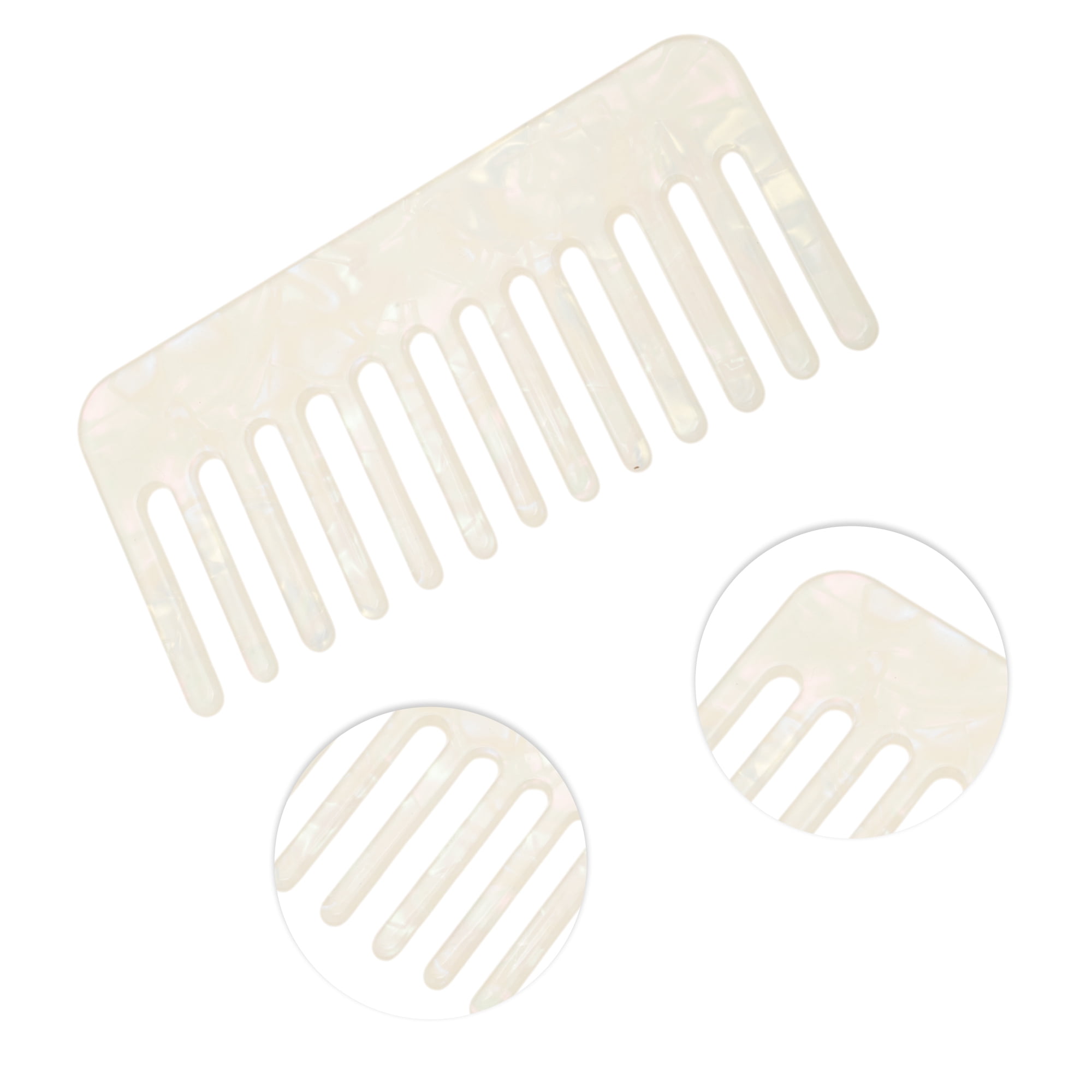 Unique Bargains 1 Pc Vintage Portable Wide Tooth Comb for All Hair Types Colorful White