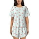 thumbnail image 1 of Fotbe Strawberry Conjunto de Pijama Estampado para Mujer, 2 Piezas, Ropa de Dormir con Camiseta de Manga Corta y Shorts Suaves-Large, 1 of 6