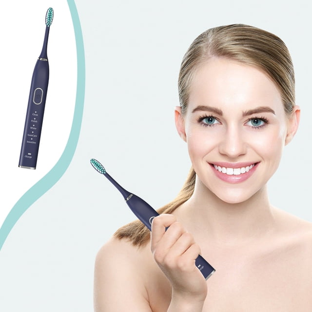 Toothbrush With 2 Brush Heads For Adults And Kids, IPX7, 5 Modes With 2 Minutes Built In Smart Timer,
