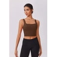 thumbnail image 4 of Pinspark Longline Sports Bras for Women Workout Tanks Soft Square Neck Padded Crop Top Yoga Tank Tops Built in Bra, 4 of 6