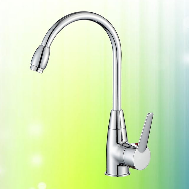 SEWACC Rotatable Silver Kitchen Sink Faucet Hot and Cold Water Mixer Premium PVC Scratch Resistant