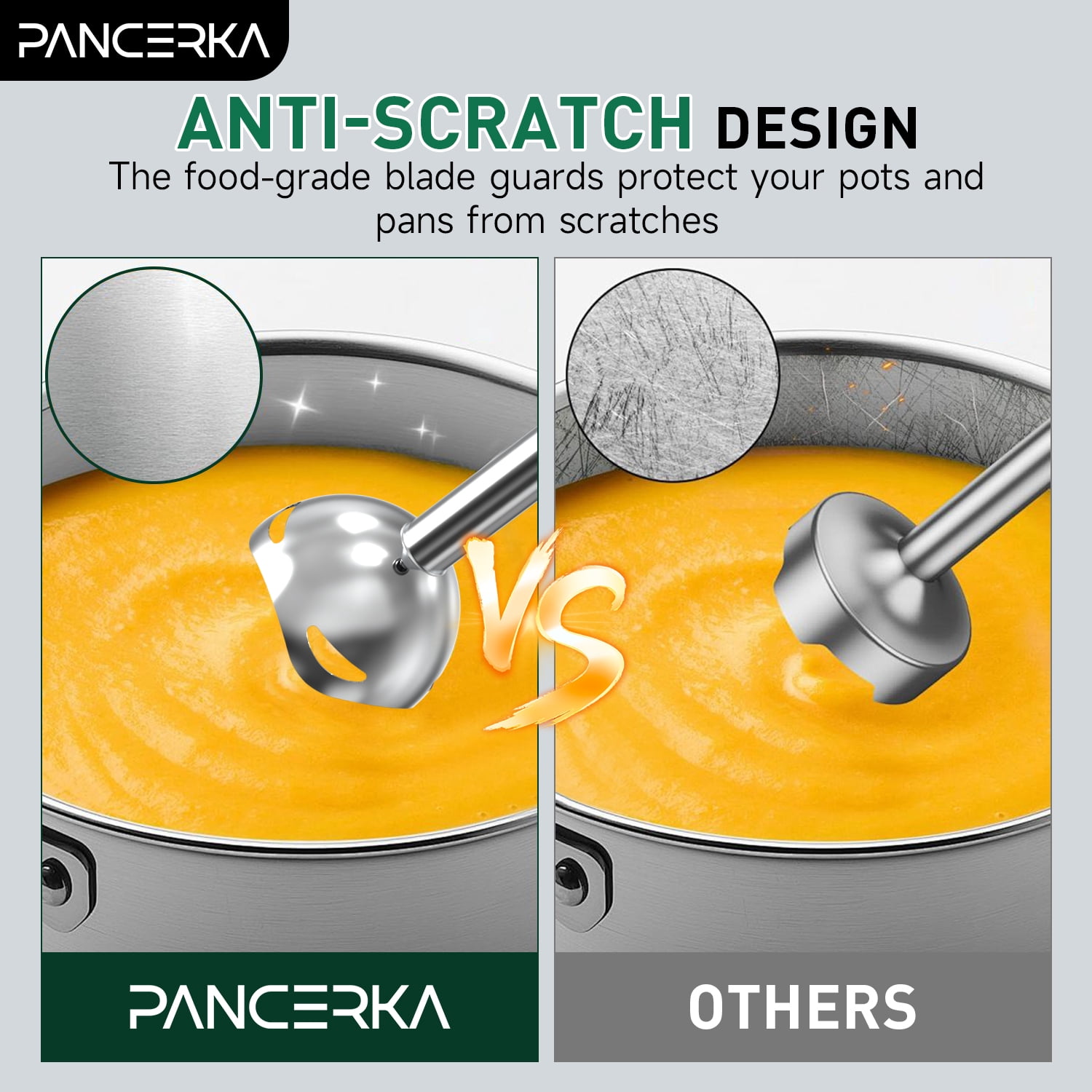 PANCERKA Powerful Handheld Blender | 304 Stainless Steel Blades, Portable Stick Mixer, Electric Immersion Blender, One-click Turbo Mode, Electric Hand Blender with Detachable Base