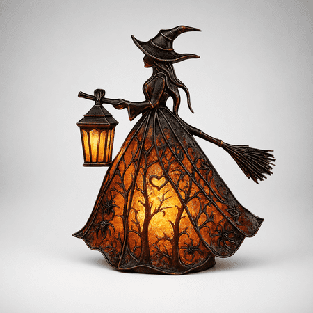 Witch Decor Lamp Indoor Desktop Ornament Light for Front Porch & Home Halloween Arrangement Halloween Lamp
