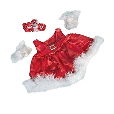 red silky christmas dress w/ gloves fits most 14 - 18 build-a-bear, vermont teddy bears, and make your own stuffed animals