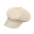 thumbnail image 2 of AJGRHE Womens Suede Newsboy Cap 8 Panel Paperboy Caps with Leather Brim Vintage Baseball Hat Baker Cabbie Beret Hats Beige One Size, 2 of 3