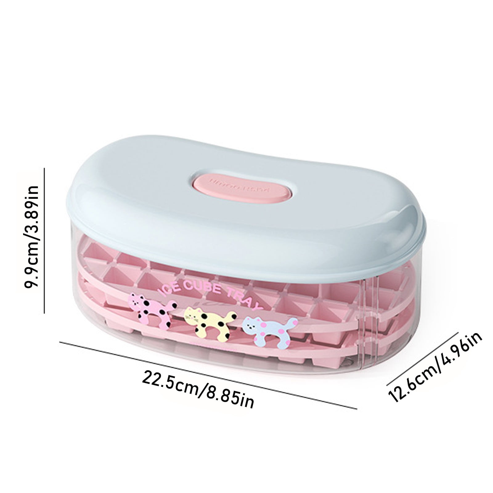 Mold Ice Making Press Refrigerator Ice Box,Household Food Grade Homemade Ice Storage Box with Lid,a Reusable Food Storage Container for Ice Cubes Freezer Organization and Cold Drinks