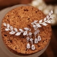 thumbnail image 4 of Grandest Birch 1 Pair Women Leaves Shape Rhinestone Inlaid Water-drop Tassels Earrings Ear Studs Jewelry for Party Rhinestone,Allo, 4 of 8