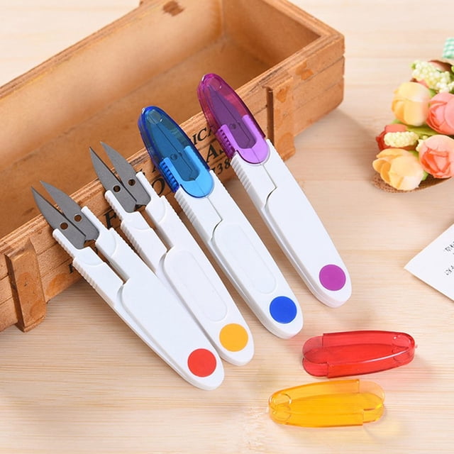 CAYU DIY Sewing Scissor Stainless Steel Plastic Cross Stitch Fishing Line Tailor's Embroidery Scissors Cutter With Cap Sewing Tools