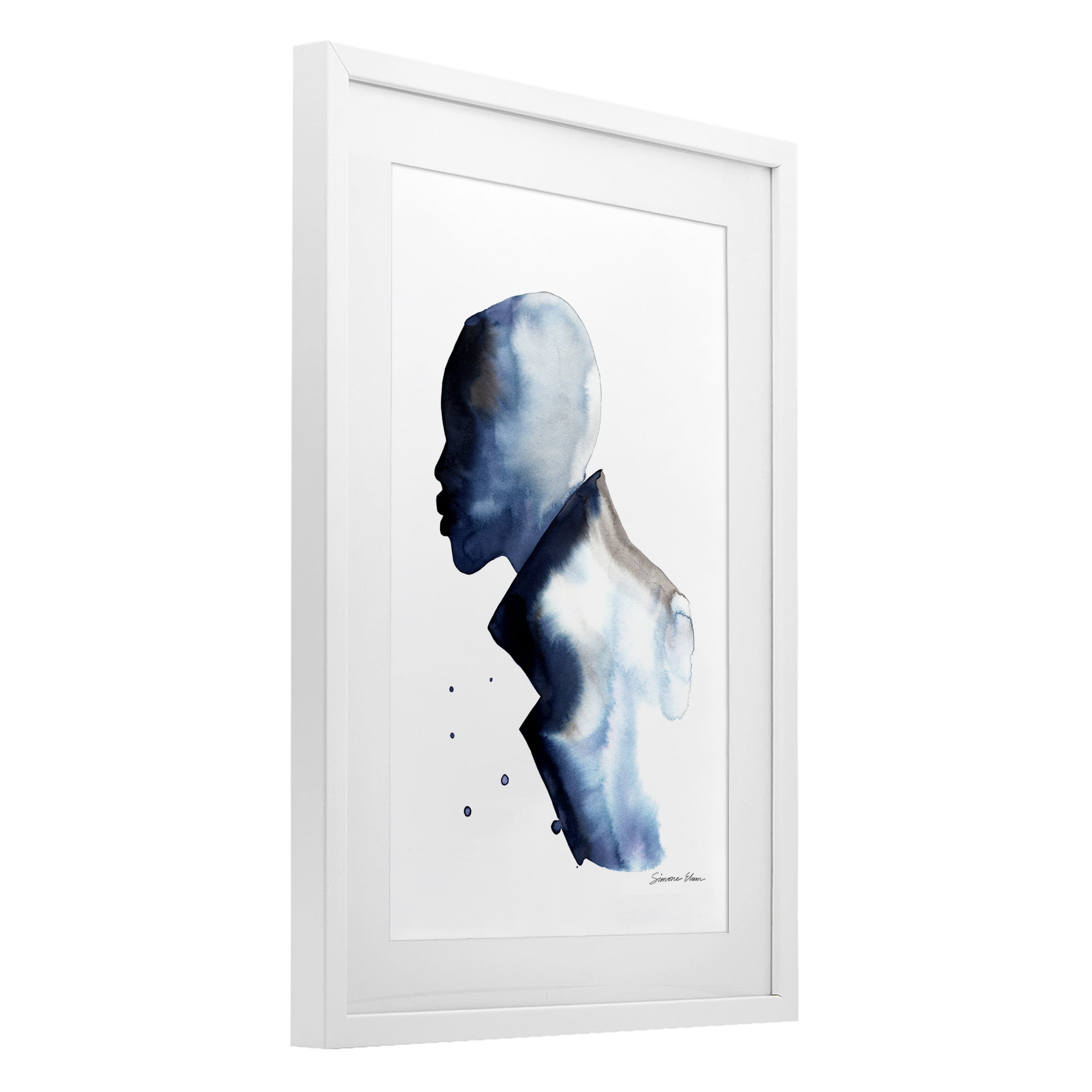 Stupell Industries Feeling Blue Portrait Silhouette White Framed Print Under Glass, design by Simone Elum