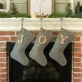 thumbnail image 5 of Gray Farmcloth Quilted Christmas Stocking with Personalized Letter Charm by Marilee Home, 5 of 8