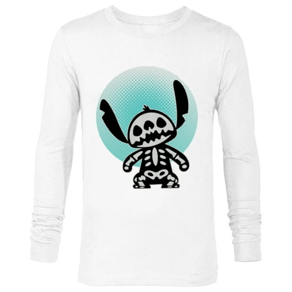 Disney Stitch Skeleton Halftone - Long Sleeve T-Shirt for Men - Customized-White