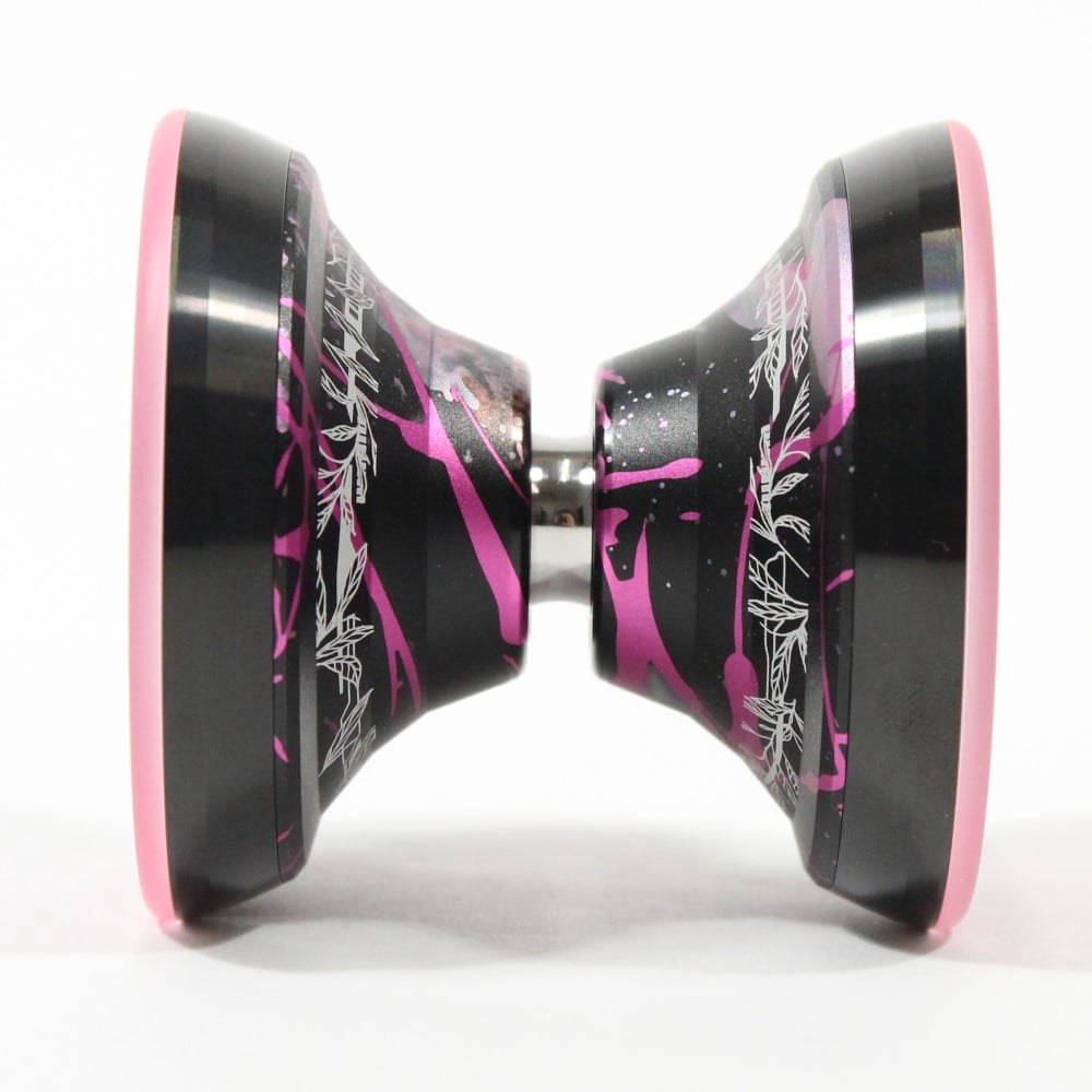 C3yoyodesign Super Scintillator Yo-Yo - Hybrid Tri-Material - Simpson Wong Signature YoYo (Black Pink Black Rims Pink Rings)