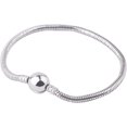 thumbnail image 1 of Bracelet Charme Perles Charmes Acier Inoxydable Chaîne Serpent Européenne Bracelets avec Fermoir à Pression Baril Rond, 1 of 8