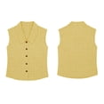 thumbnail image 2 of Women's Summer Gingham Sleeveless Button Down Shirt Office Collared Blouses with Pleated Front Casual Basic Trendy Dressy Business Tank Tops Beach Vacation Clothes, Yellow XL, 2 of 7