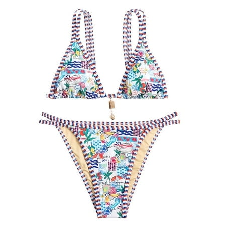 FhsagQ Swimsuit Sets for Women Bodysuit Full Women Gradient Bikini Set Swimming Two Piece Swimsuits Swimwear Beach Suit Bohemian National Style Plus Size Swimsuit Sets for Women 5Xl White M