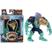 Street Sharks Slash Action Figure Toy, Half-Man Villain, 6-Inch Articulated, Bite & Drill Motion