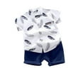 thumbnail image 2 of CYRBOKO Toddler Boys Outfit Sets, Short Sleeve Two Pieces Summer T-shirts and Shorts Set Navy Size 3-4T, 2 of 3