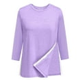 thumbnail image 2 of Post Shoulder Surgery Shirts for Women Crewneck 3/4 Sleeve Tear Away Side Snap Top After Cuff Chemo Port Adaptive Tee, 2 of 4