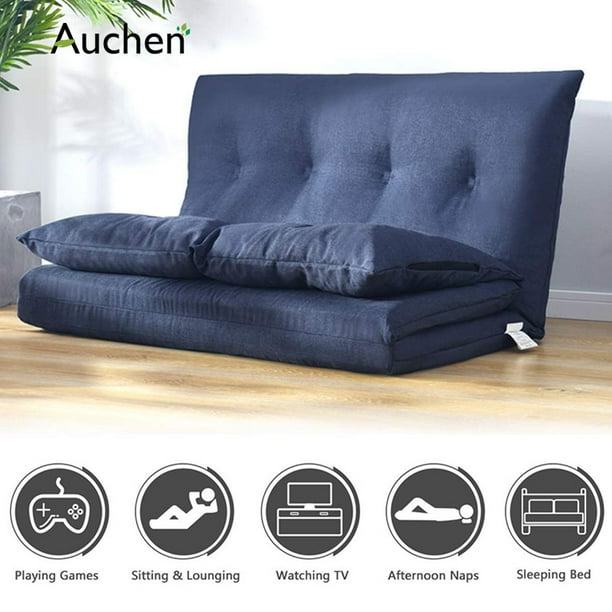 AUCHEN Floor Couch | Adjustable Fabric Folding Chaise Lounge Video Gaming Sofa Chair For Living Room And Bedroom, Foldable With 5 Reclining Position (Navy Blue) - Walmart.com - Walmart.com