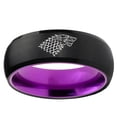 thumbnail image 2 of Game Of Thrones House Stark Direwolf 8MM Dome Black And Purple Tungsten Carbide Ring, 2 of 2