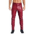 thumbnail image 1 of Oyolan Men's Leather Pants Slim Fit Biker Pants Motorcycle Jeans Rocker Party Club Wear Red XL/34, 1 of 7