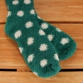 thumbnail image 5 of Womens Extra Large Fuzzy Knee High Polka Dot Socks - Teal - 1 Pair, 5 of 6