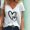White, variant on Jacenvly 2024 new plus size womens clothes Casual Women's Fashion Loose T-Shirt Printed Short-Sleeved Tops breathable Heart v neck t shirts t-shirts womens summer Black