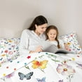 thumbnail image 5 of Homewish Multicolor Flower Butterfly Full Size Comforter Sets,Rustic Botanical Bedding Comforter Set,White Green Blue Bedding Sets For Girl Kids,Microfiber Bedroom Decor Reversible,3 Pieces, 5 of 8