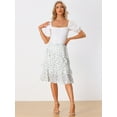 thumbnail image 2 of Unique Bargains Jupe Midi en Chiffon à Taille Élastique pour Femmes Beige L, 2 of 5