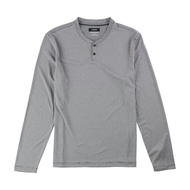 Alfani - Camiseta henley a rayas para hombre, color negro, talla mediana
