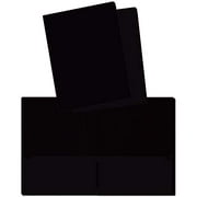 Heavyweight Plastic 2 Pocket Portfolio Folder, Letter Size Poly Folders by Better Office Products, 24 Pack (Black)