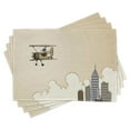 thumbnail image 1 of Ambesonne Vintage Airplane Place Mats Set of 4, Cartoon Plane, Standard Size, Tan White Grey, 1 of 6