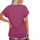 thumbnail image 5 of Qarigey Camiseta de mujer con cuello en V, manga corta de color sólido, blusa dividida de color sólido Prendas para la parte del cuerpo Rojo púrpura XXL, 5 of 6
