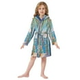 thumbnail image 6 of FORMRS Niños Bathrobe Unisex Hooded Robe Soft Plush Pajamas Sleepwear, Size 7-9T, Blue Sea, 6 of 7