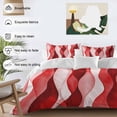 thumbnail image 3 of 3 Piece Red Striped Duvet Cover Set Queen Size,Microfiber Comforter/Quilt Cover with Corner Ties and 2 Pillowcases,Modern Gradient Geometric Ripple Stripes All Season Soft Bedding with Zipper Closure, 3 of 8