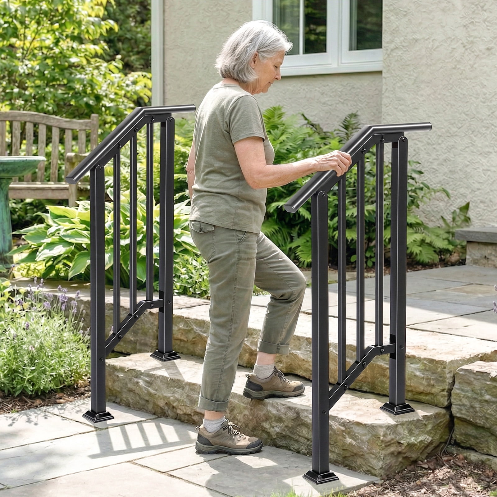 Handrails for Outdoor Steps Fits 1 to 2 Steps