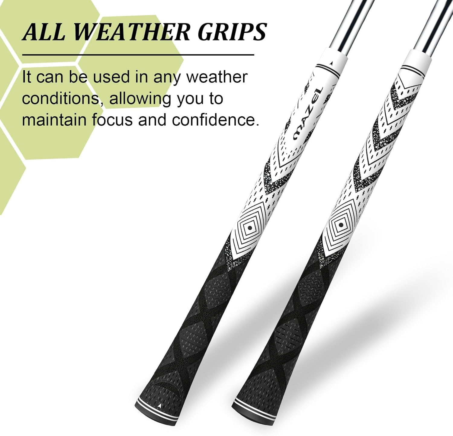 MAZEL Cord Rubber Golf Grips for Men - 10 Pack,All Weather Control Golf Club Grips Standard/Midsize,High Feedback & Traction