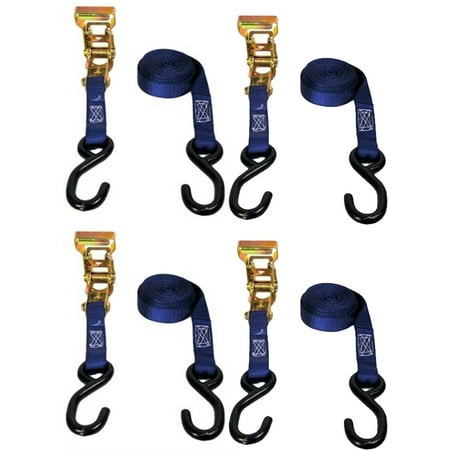 4 Motorcycle Tie Down Straps with Vinyl S Hooks, 1