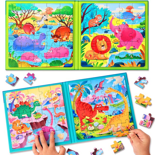 Rompecabezas Magnéticos Hieoby 8011 Libros Animales y Dinosaurios 110 Piezas